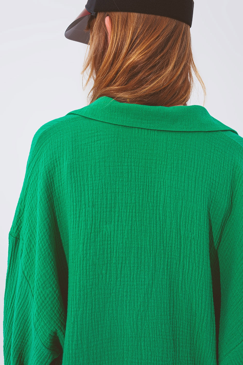 Chemise Texturée à Coupe Ample en Vert
