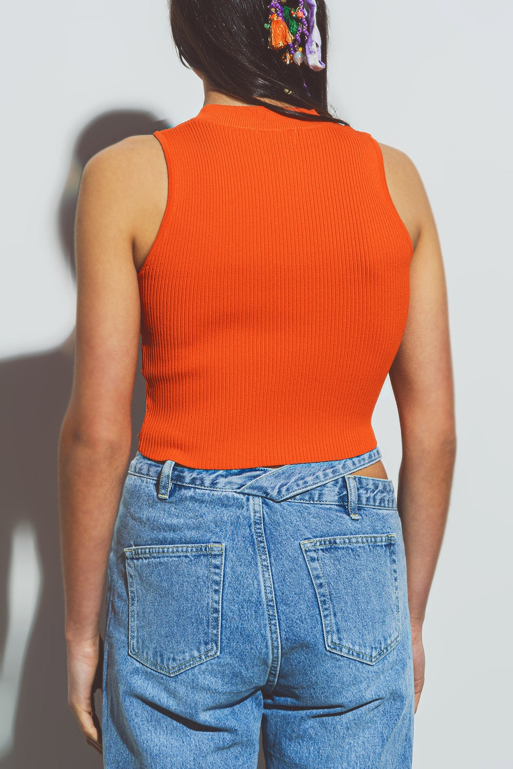 Débardeur court en maille Orange