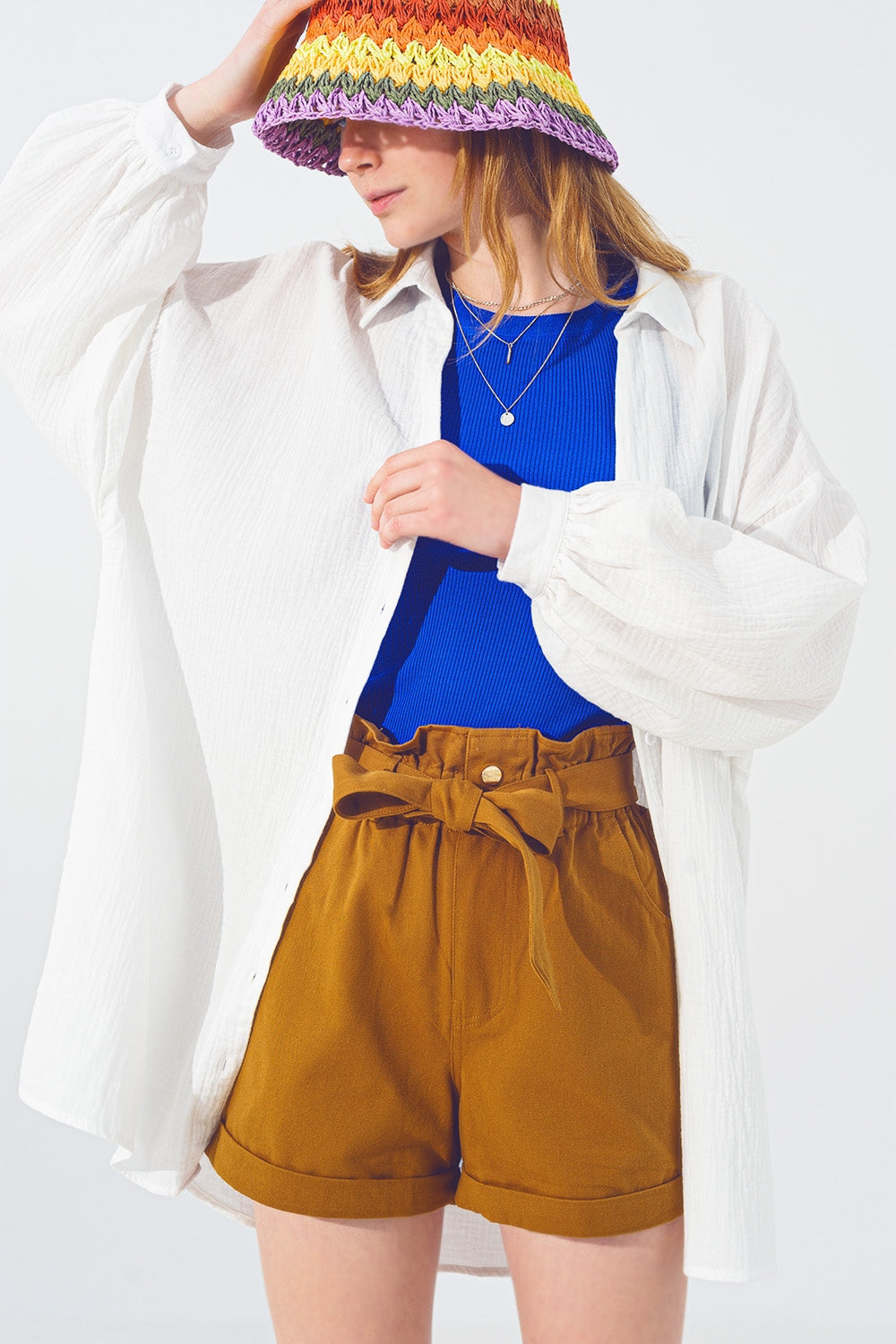 Chemise ample texturée en blanche