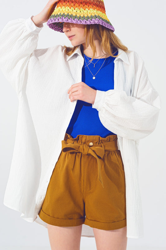 Chemise ample texturée en blanche