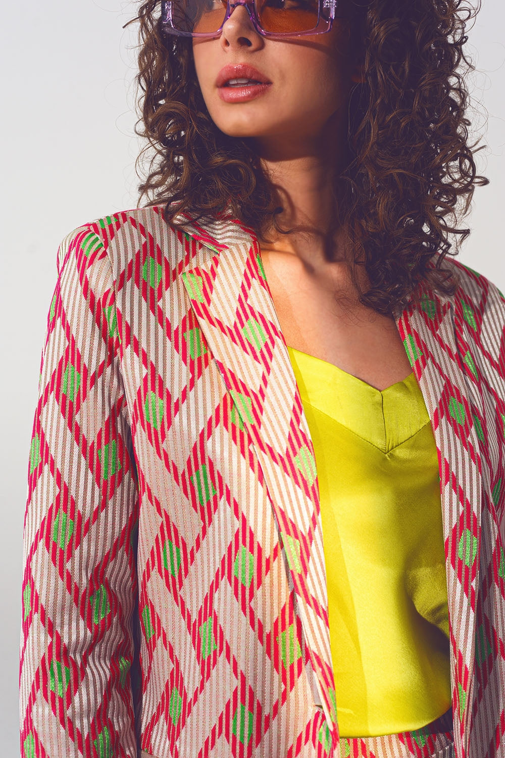 Blazer à imprimé géométrique Rose