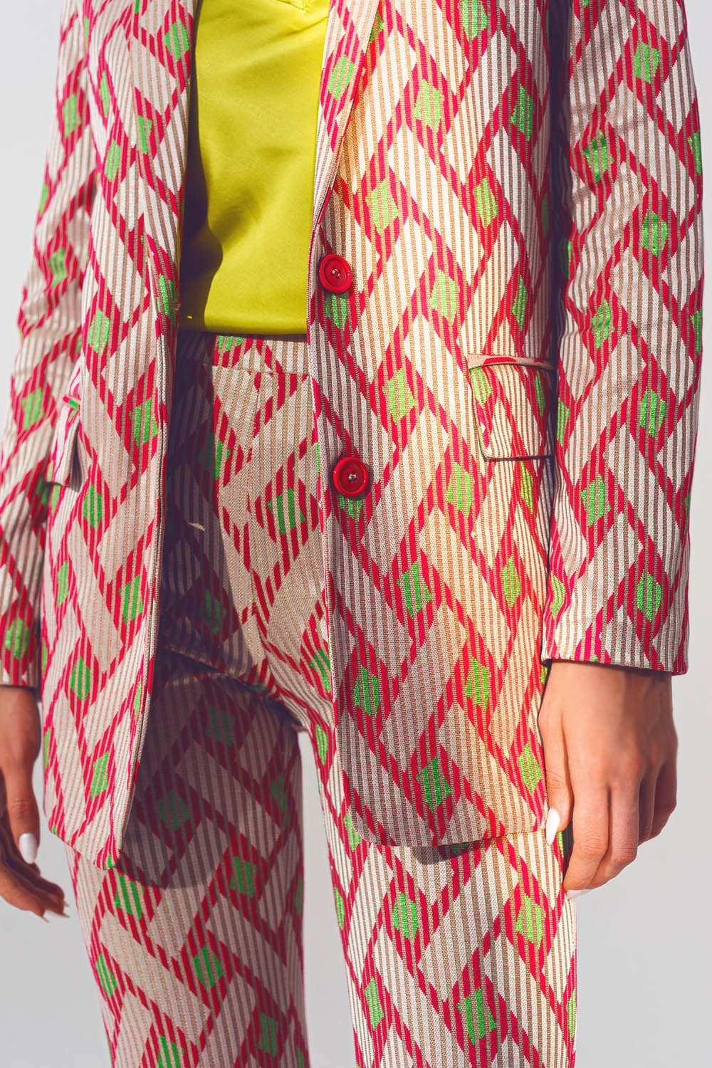 Blazer à imprimé géométrique Rose