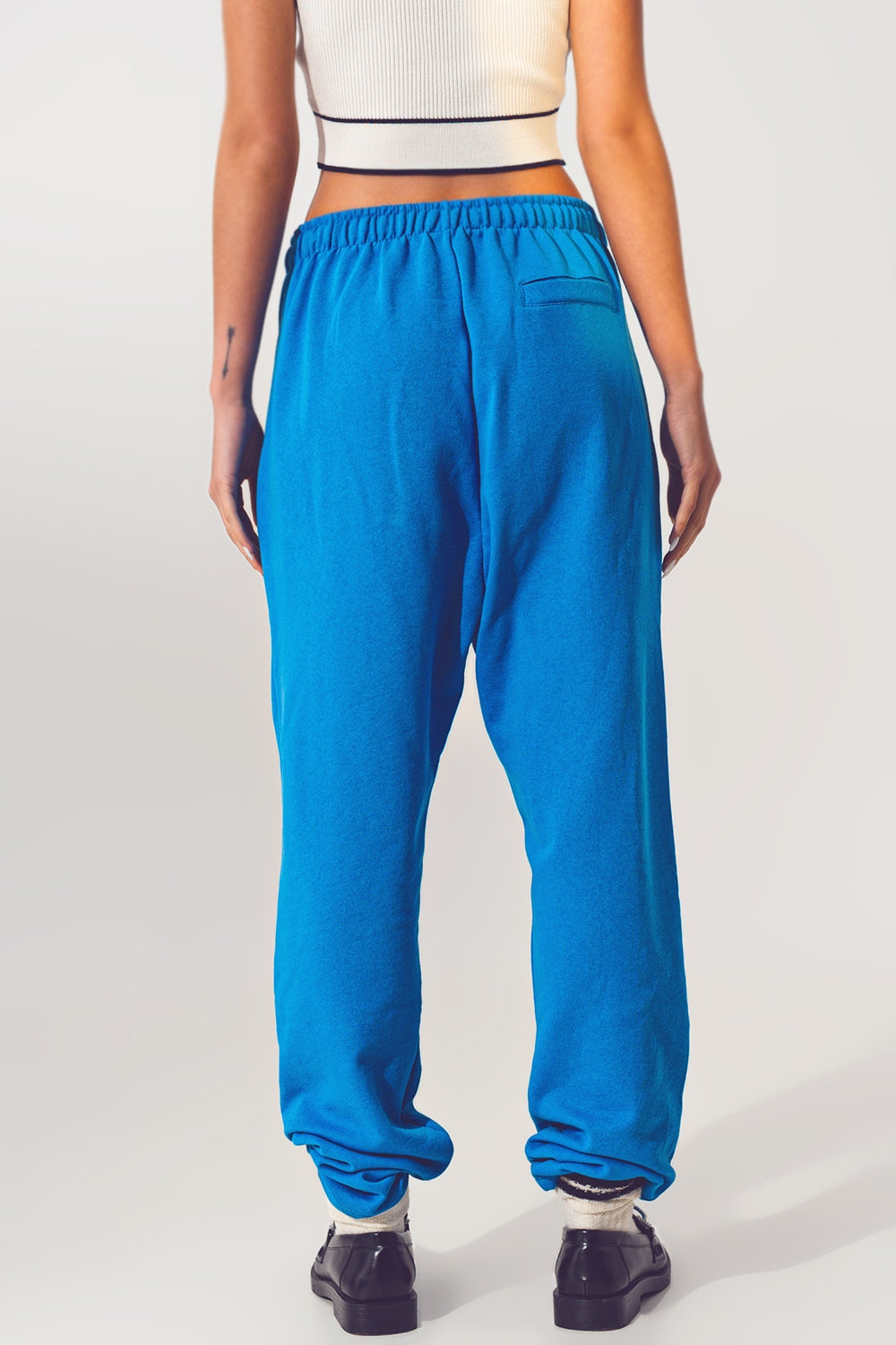 Jogging Oversize à Taille Nouée en Bleu