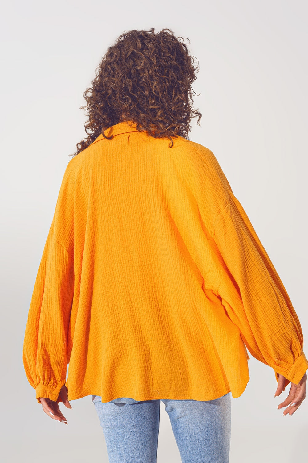 Chemise ample texturée en orange