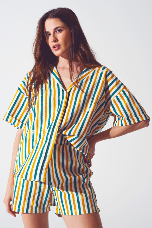 Chemise décontractée à rayures verts