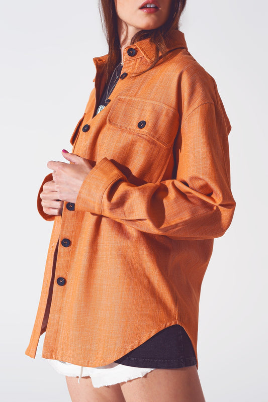 Veste chemise aux manches longues Orange