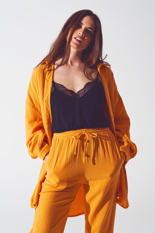 Chemise ample texturée en orange