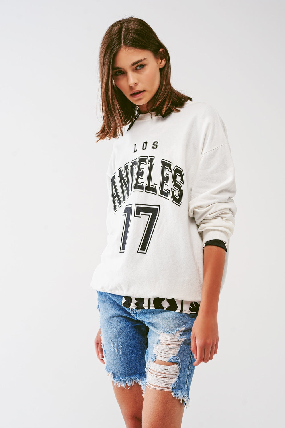Sweat oversize avec texte Los Angeles en blanc