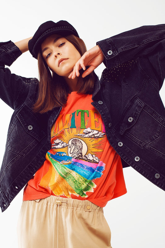 T-shirt avec motif graphique Limited en orange