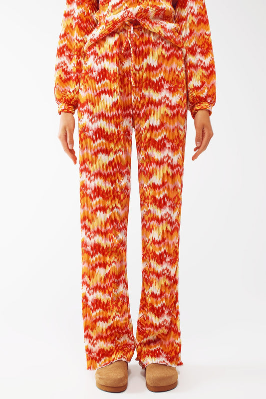 Pantalon droit texturé à motif abstrait