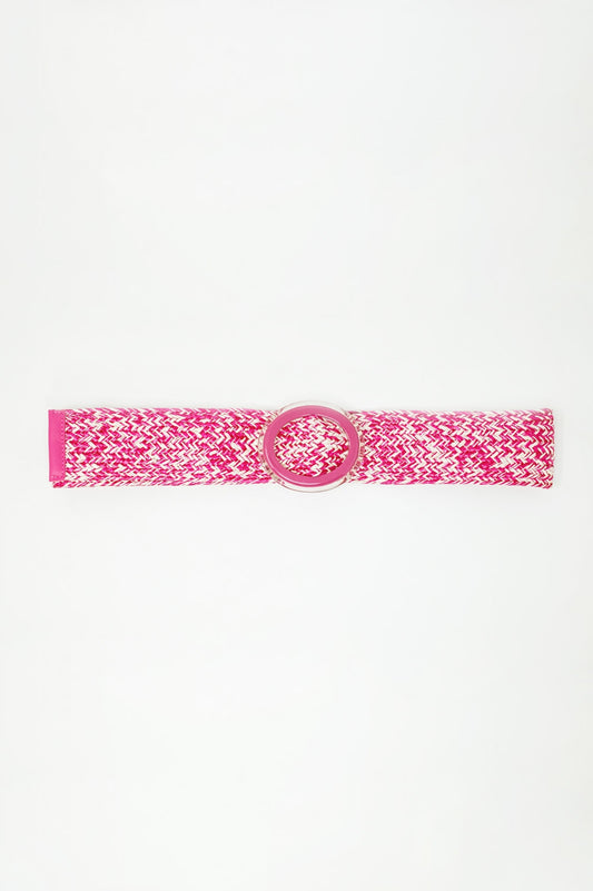Ceinture tressée à boucle ronde en rose