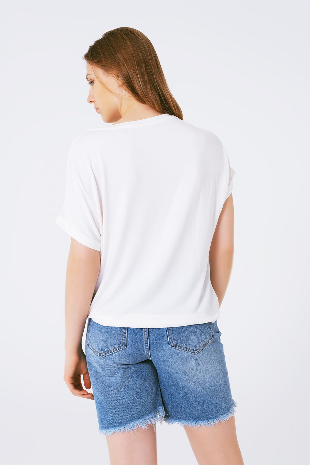Tee-Shirt Encolure bateau Coupe décontractée Imprimé good vibe fluor