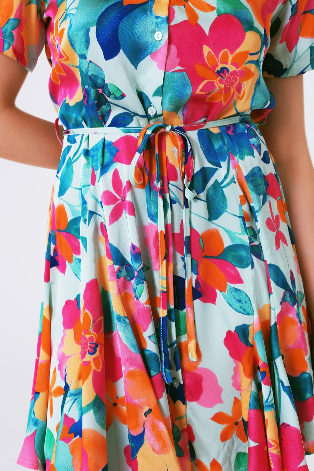 mini robe en satin doux avec imprimé fleuri