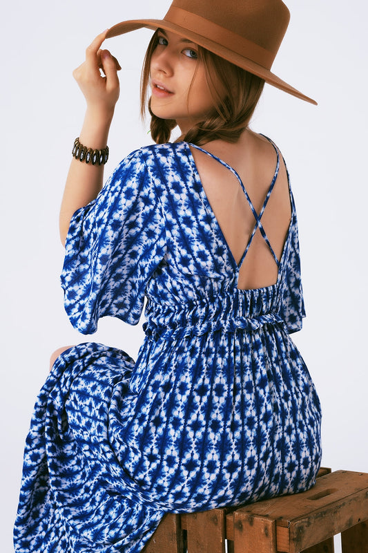 robe maxi imprimée boho croisée dans le dos