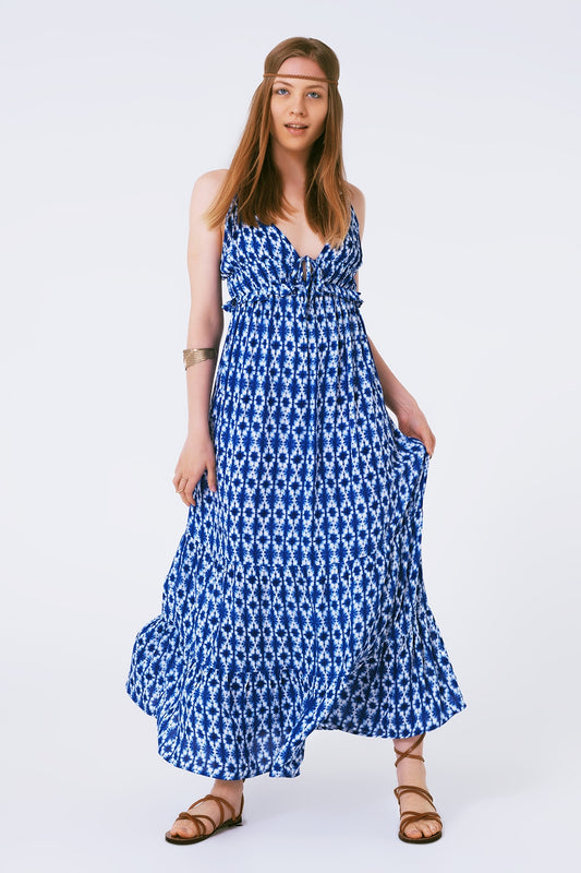 Robe maxi imprimée à bretelles boho