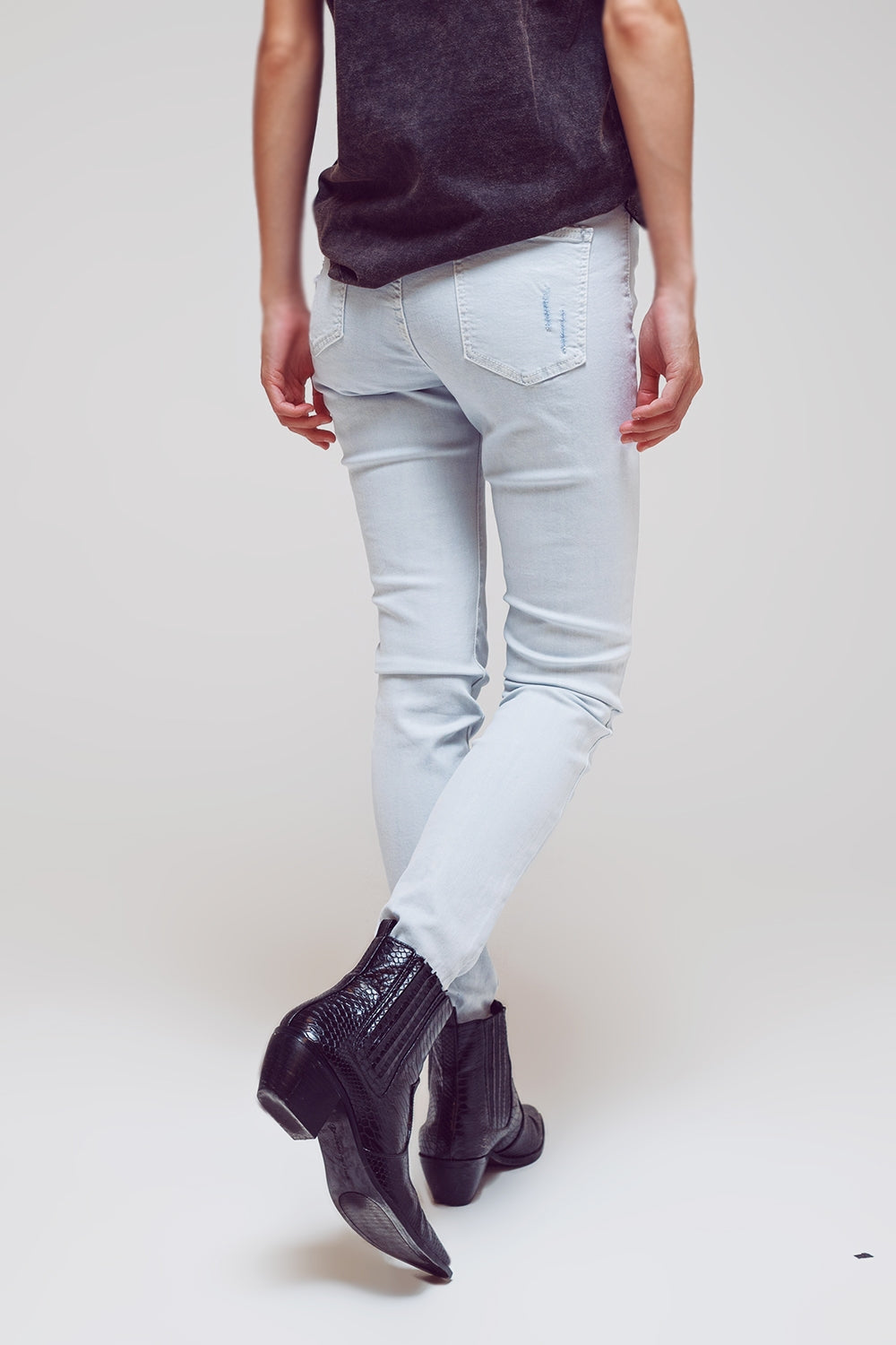 Jean skinny taille haute bleu clair