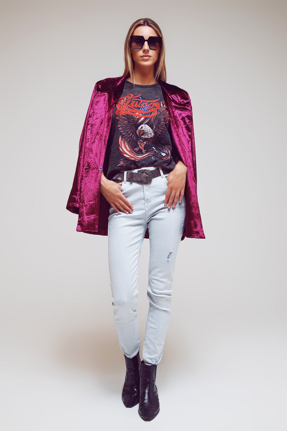 Jean skinny taille haute bleu clair