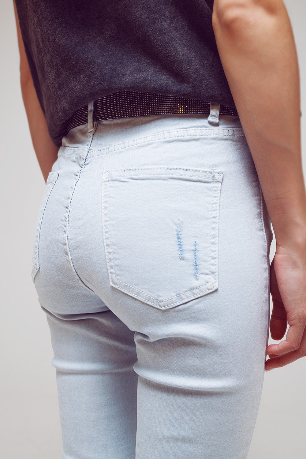 Jean skinny taille haute bleu clair