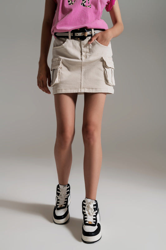 Jupe mini Cargo en beige