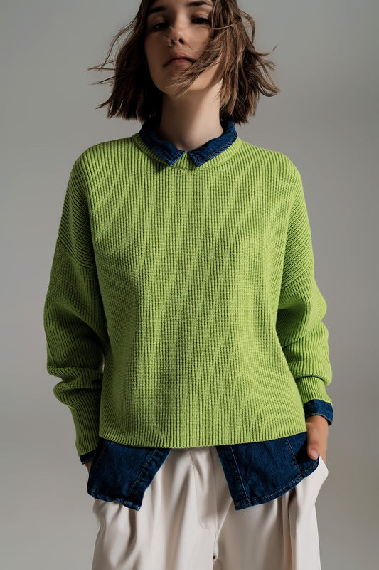 pull en tricot décontracté en vert