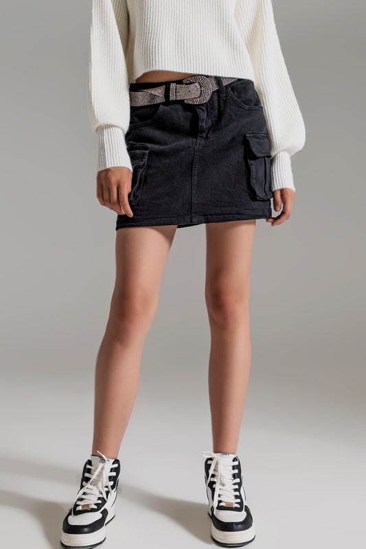 Cargo Mini Jupe en noir