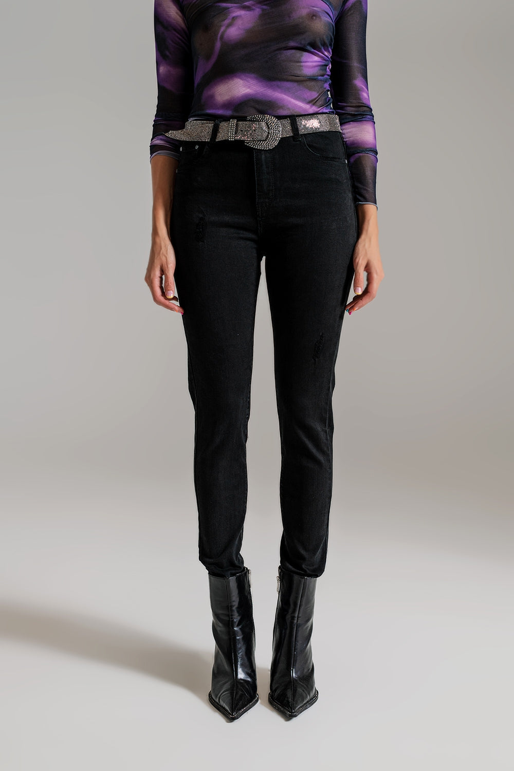 Jean skinny taille haute noir