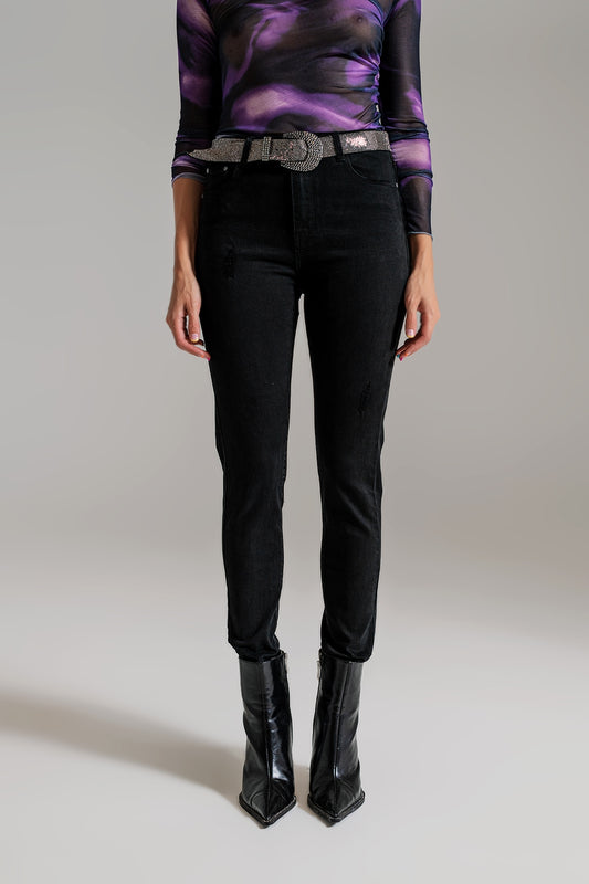 Jean skinny taille haute noir