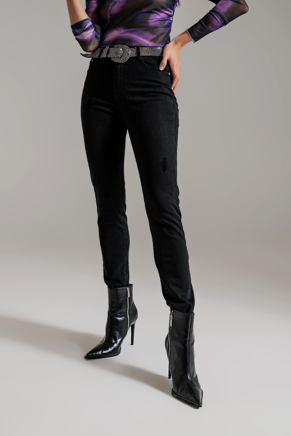 Jean skinny taille haute noir