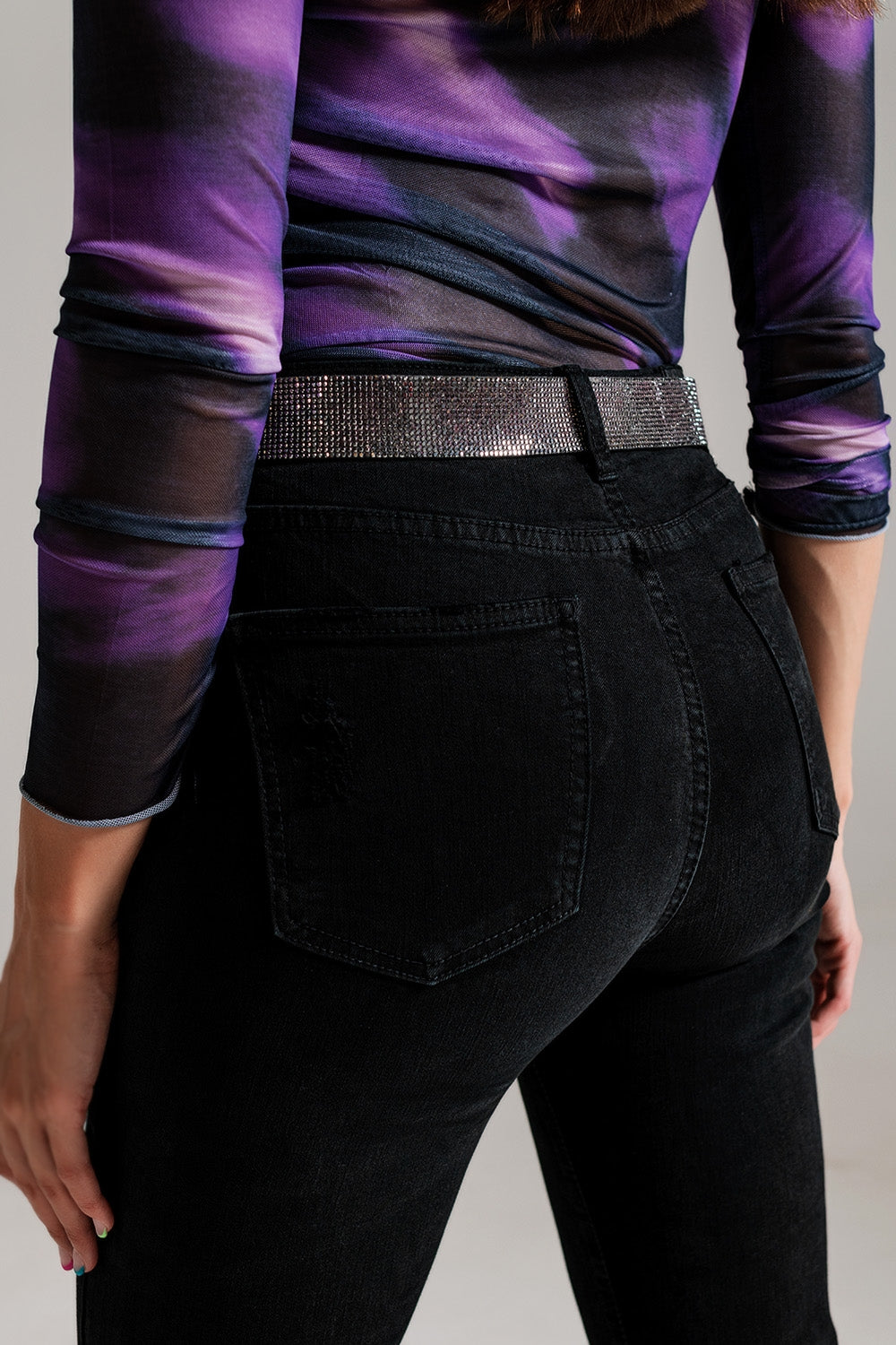 Jean skinny taille haute noir