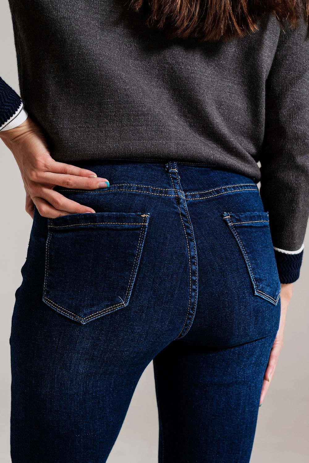Jean skinny évasé bleu foncé
