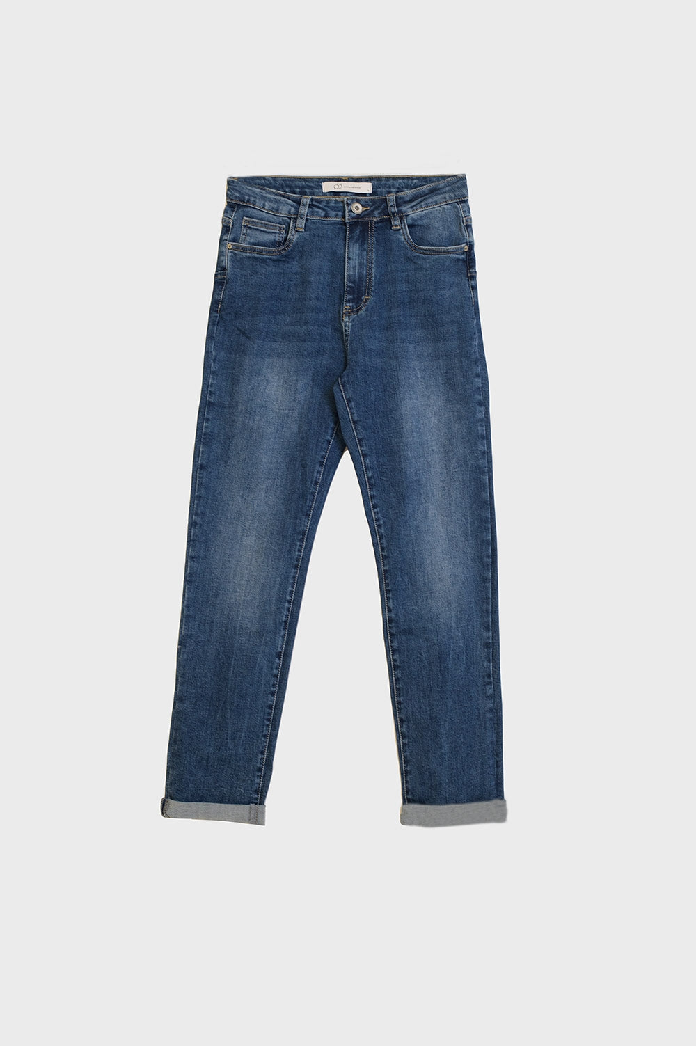 Jean skinny à taille haute délavé foncé avec cinq poches