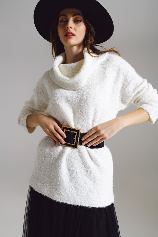 Pull large avec encolure bardot en blanc