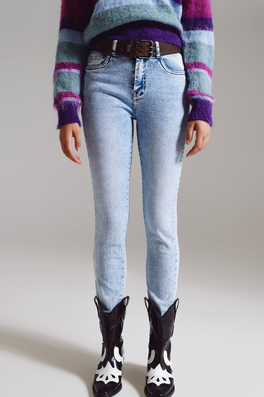 Jeans ultra skinny taille mi-haute en denim bleu clair
