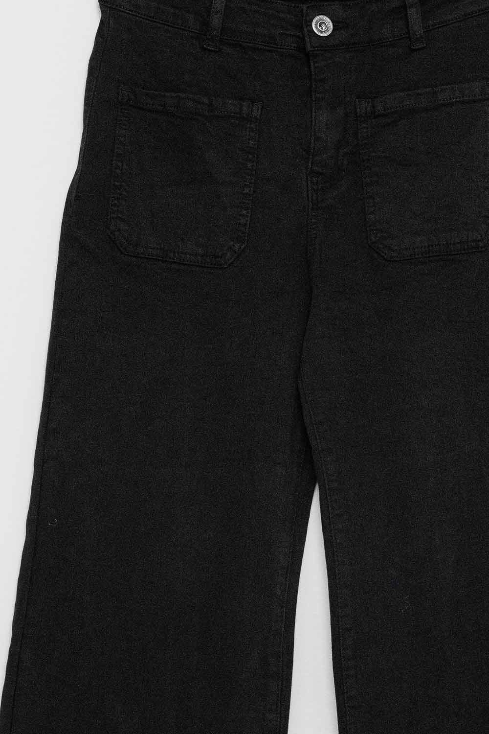 jean flare à taille haute et poches avant en noir