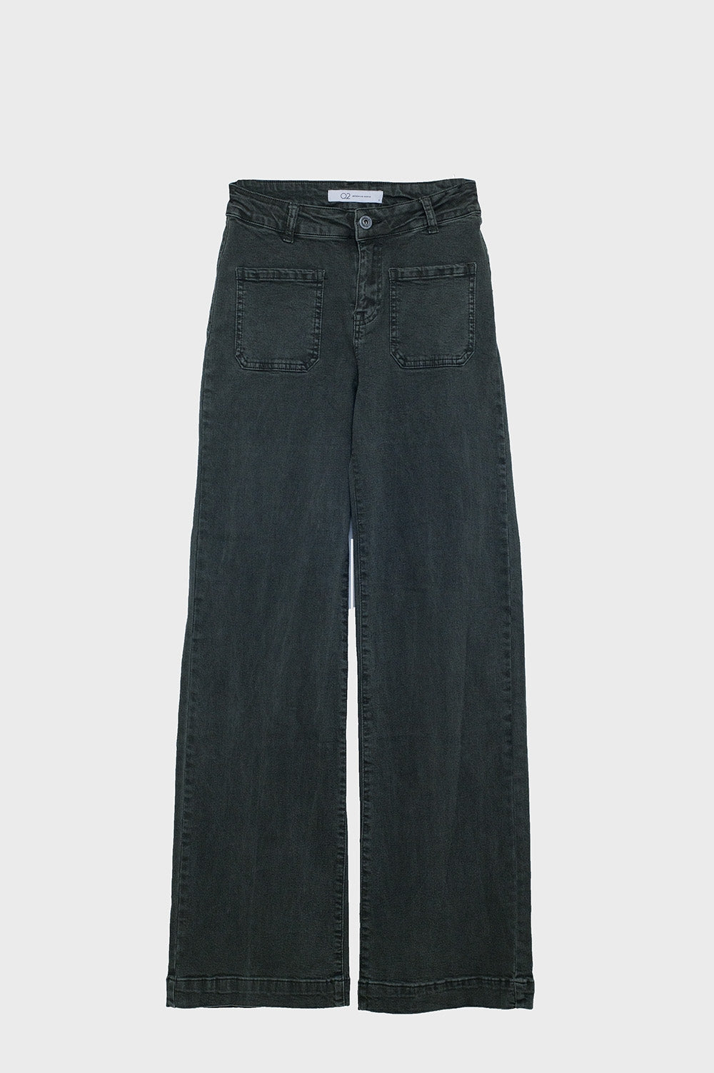 jean flare à taille haute et poches avant kaki foncé