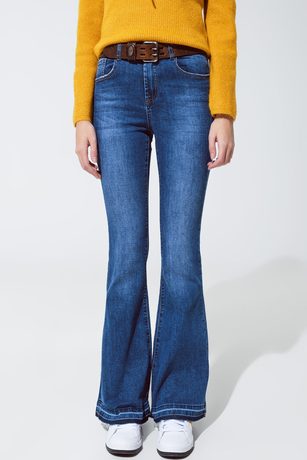 Jean skinny évasé bleu moyen
