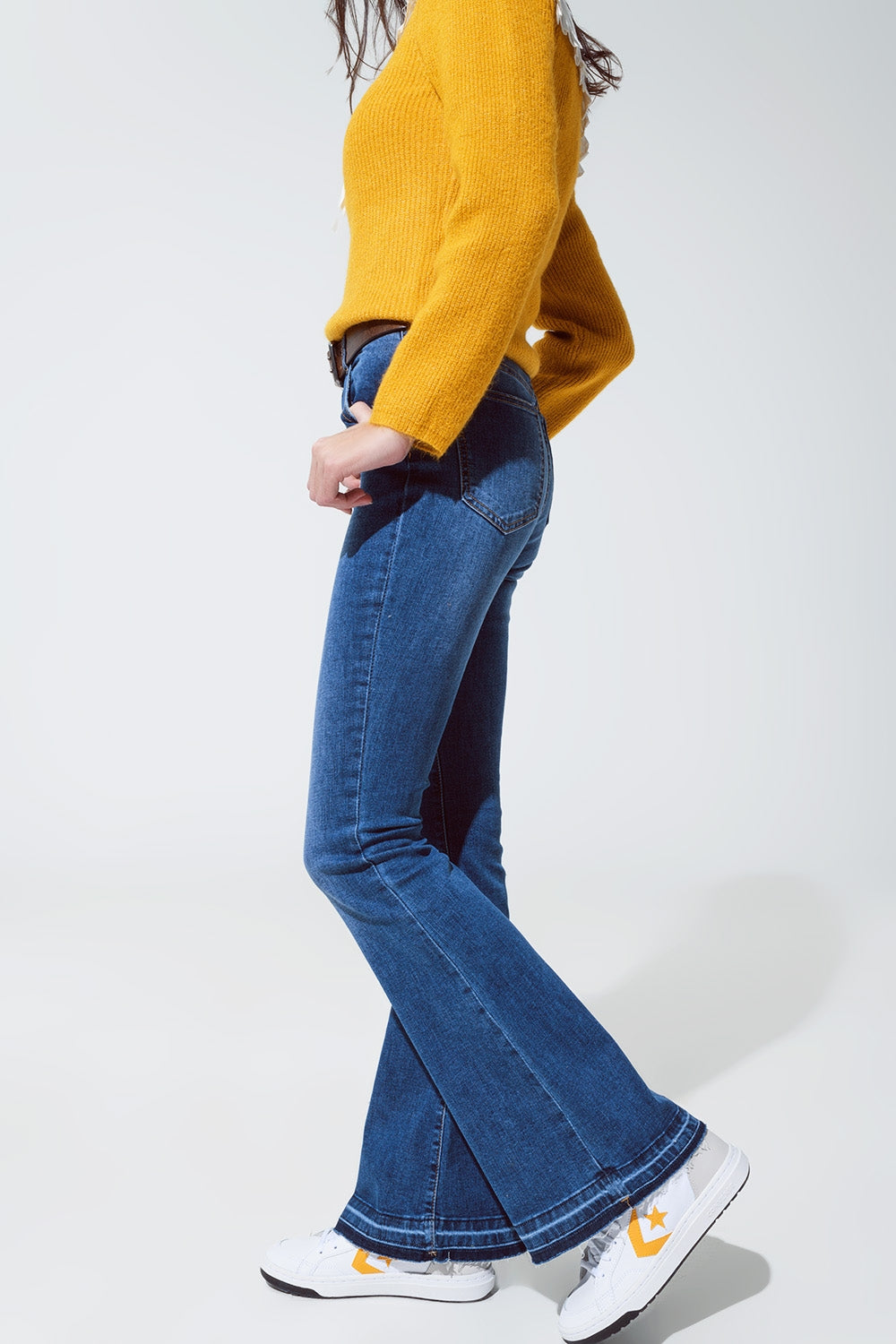 Jean skinny évasé bleu moyen