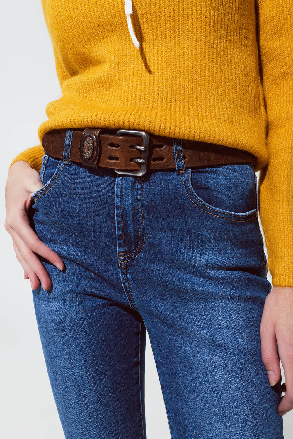 Jean skinny évasé bleu moyen