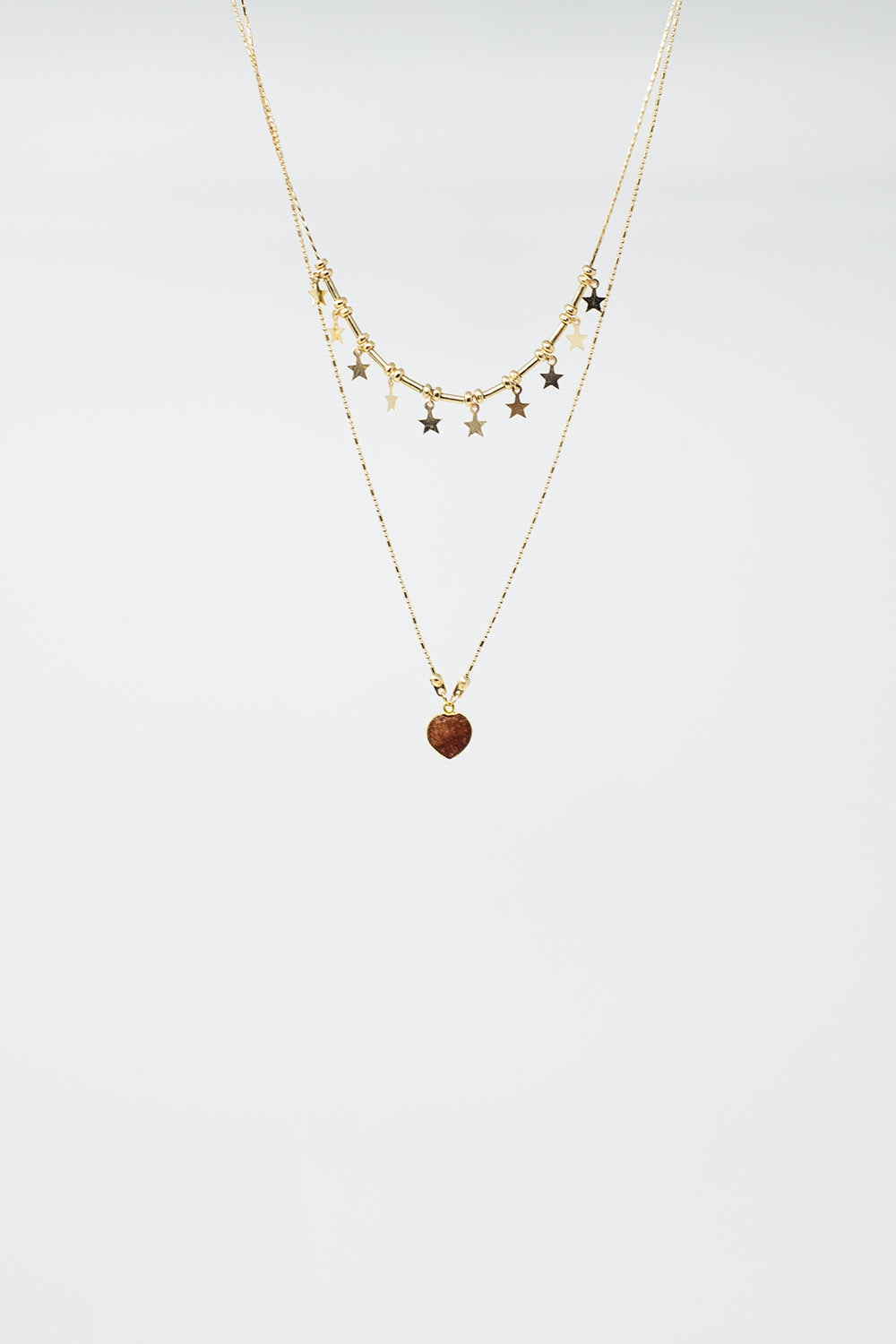 Collier 2 en 1 avec breloques étoile et coeur