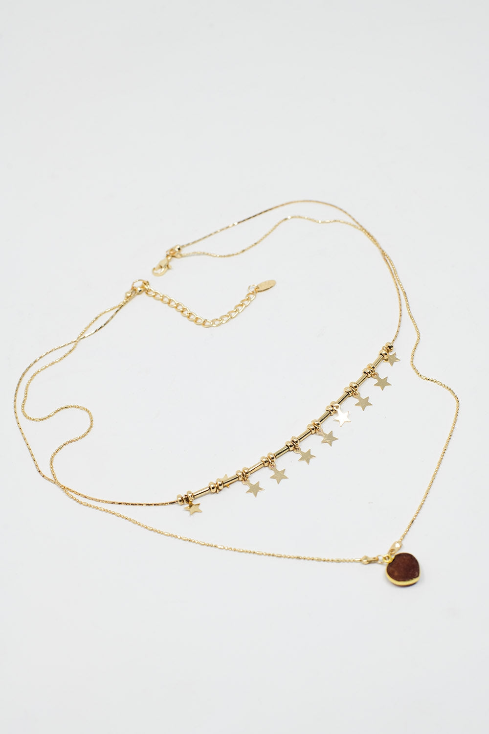 Collier 2 en 1 avec breloques étoile et coeur