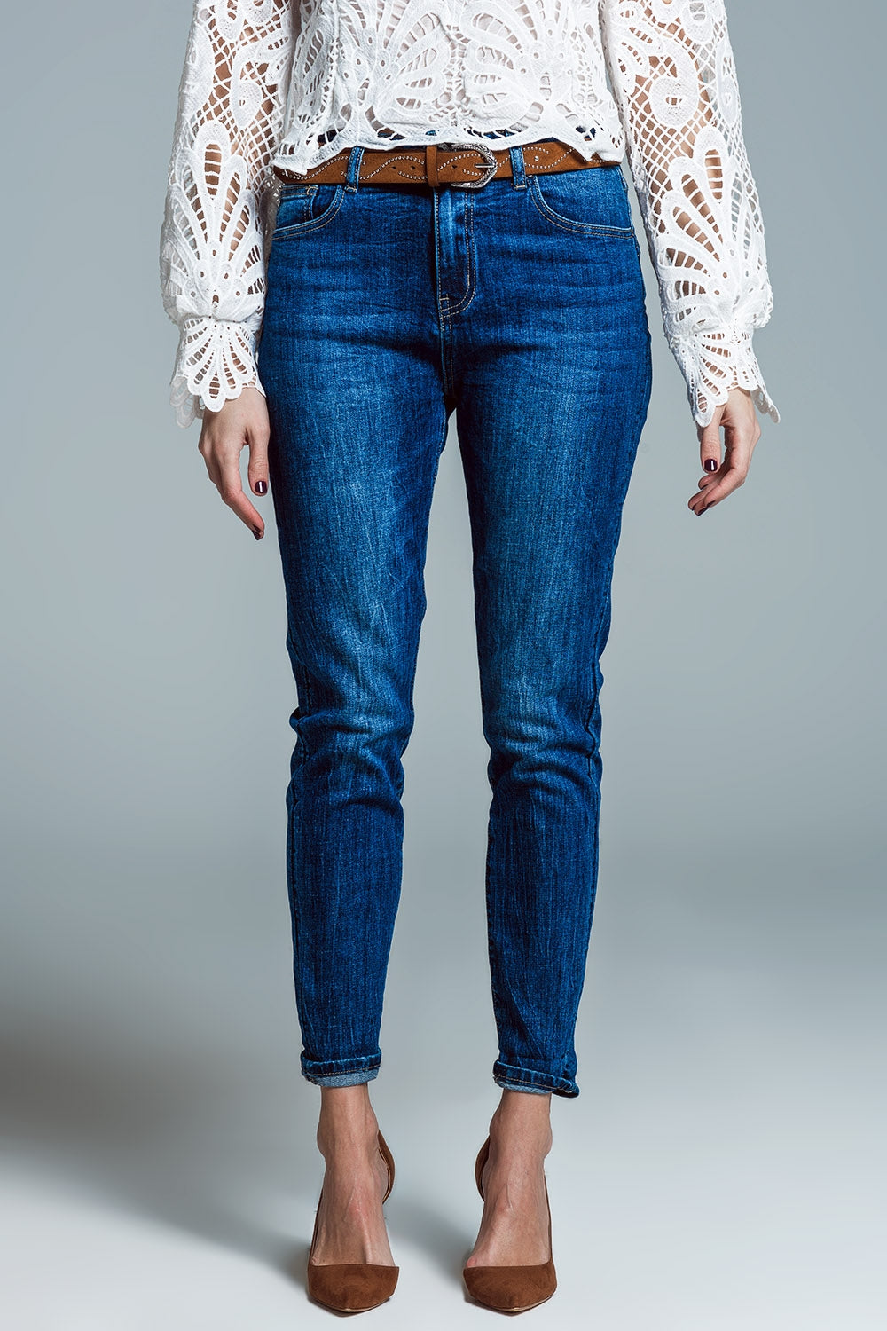 Jean super skinny de base délavage moyen
