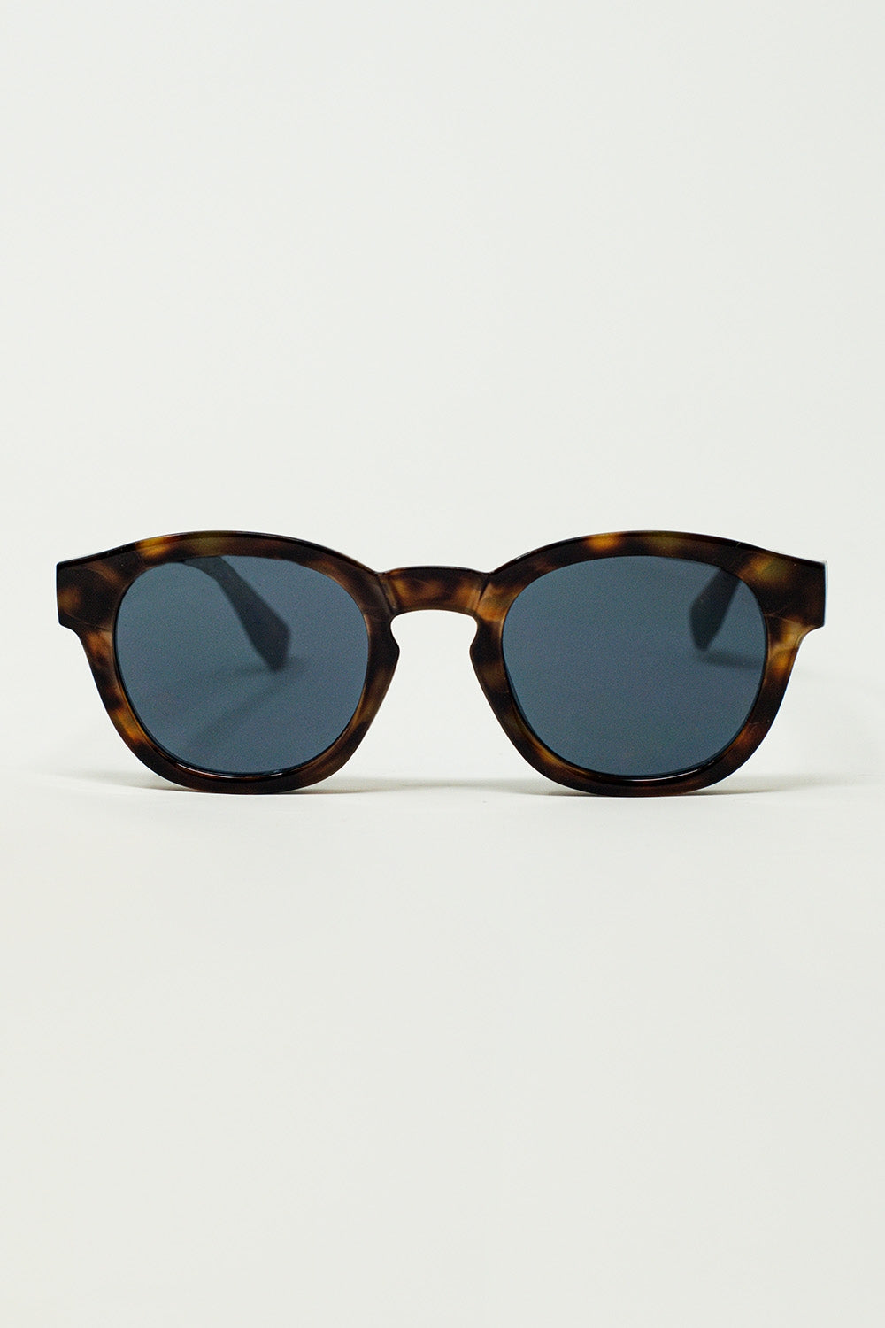 90's Round Sunglasses With Black Lenses and Dark Brown Toroise Shell Frame