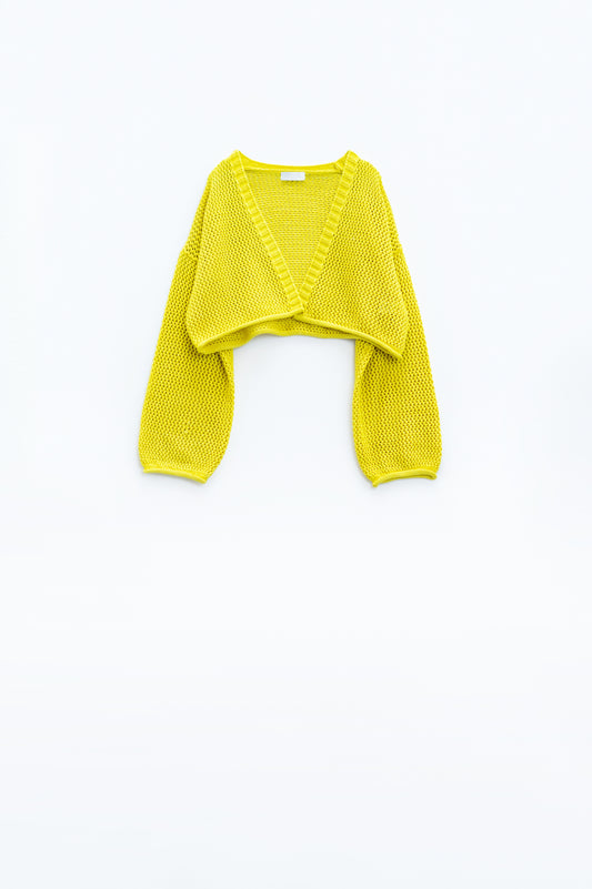 Gilet croisé basique au crochet jaune