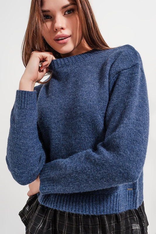 Pull 2 en 1 avec sous-pull en marine