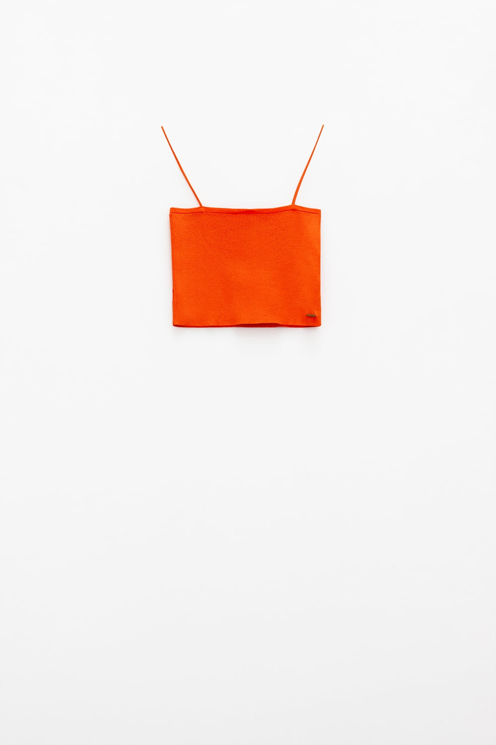Top basique en maille orange à fines bretelles