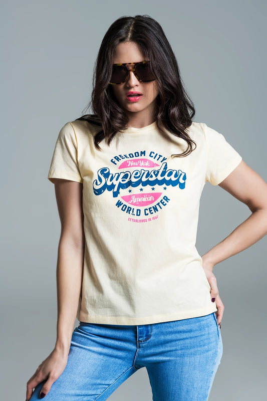 T-shirt imprimé superstar jaune