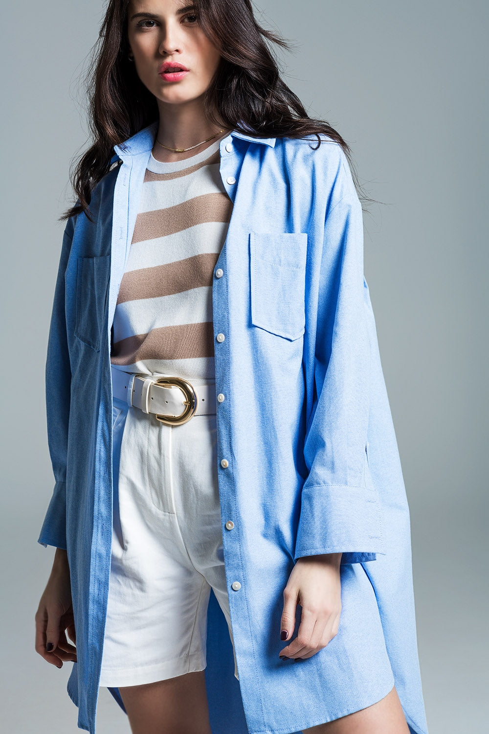 Chemise bleue 3/4 boyfriend