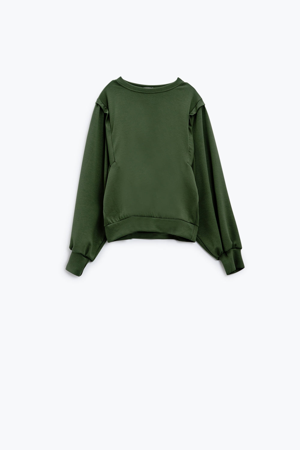 sweatshirts à manches longues kaki avec détails cousus sur le devant sur les côtés
