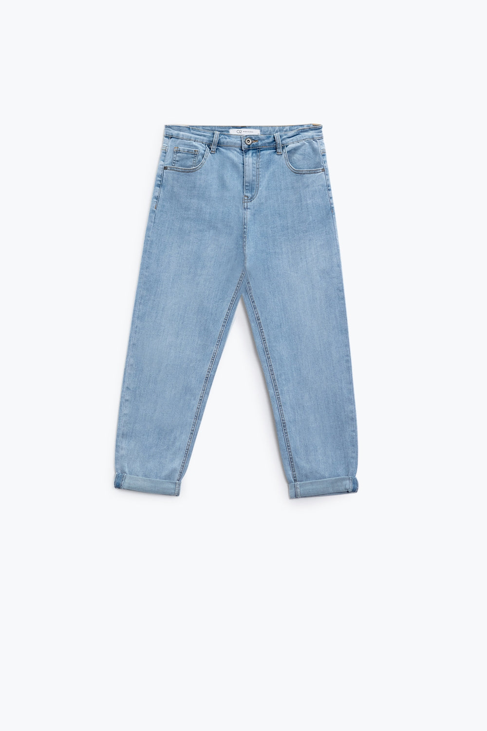 Jean boyfriend bleu clair avec détails de coutures sur les bords