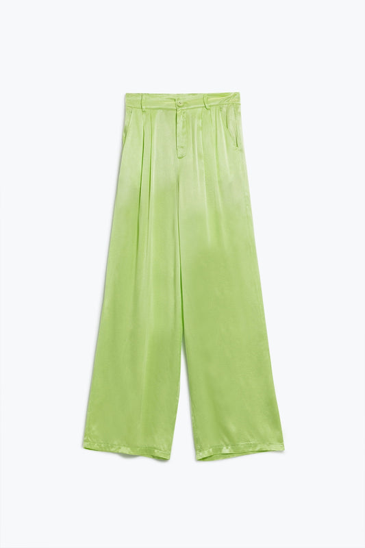 Pantalon satin évasé avec poches